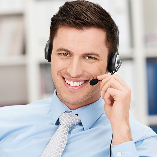 Employee Benefits Business man wearing phone headset